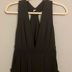 Free People Black Dress with Plunging Neckline Size Small